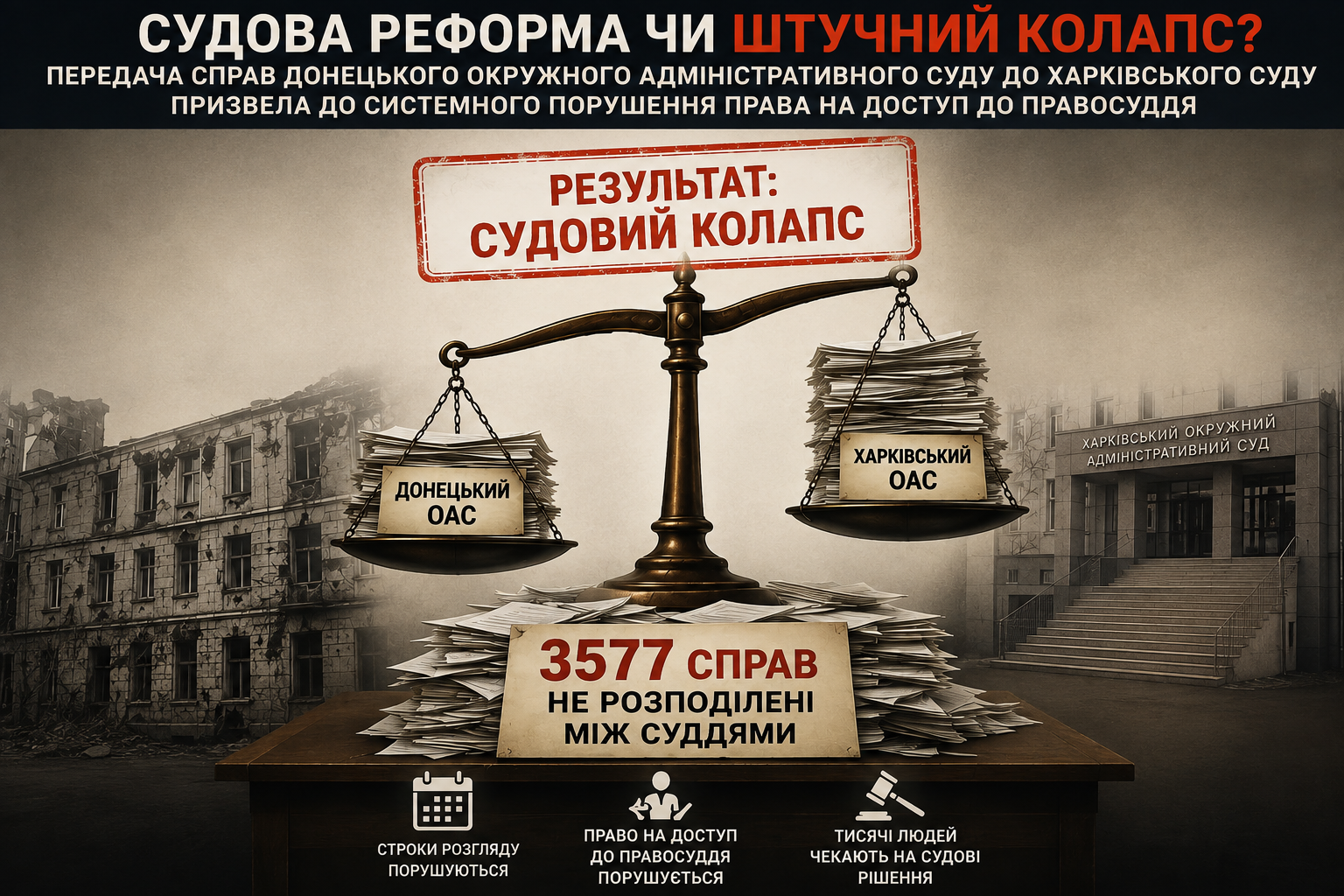 Судова реформа чи штучний колапс? Як передача справ Донецького окружного адміністративного суду фактично заблокувала доступ до правосуддя